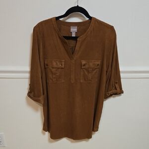 Chico's Brown Suede-Look Blouse